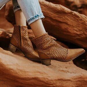 Free People In The Loop Leather Woven Boots